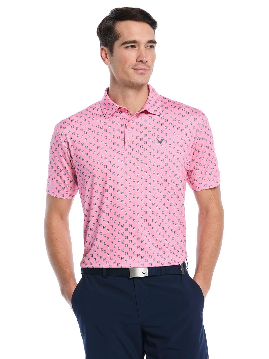 Tropical Cocktail Print Golf Polo (Dianthus) 