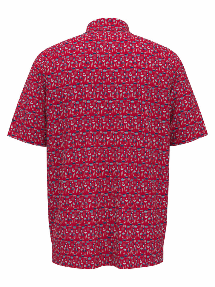 Mens Americana Print Polo (Lychee) 
