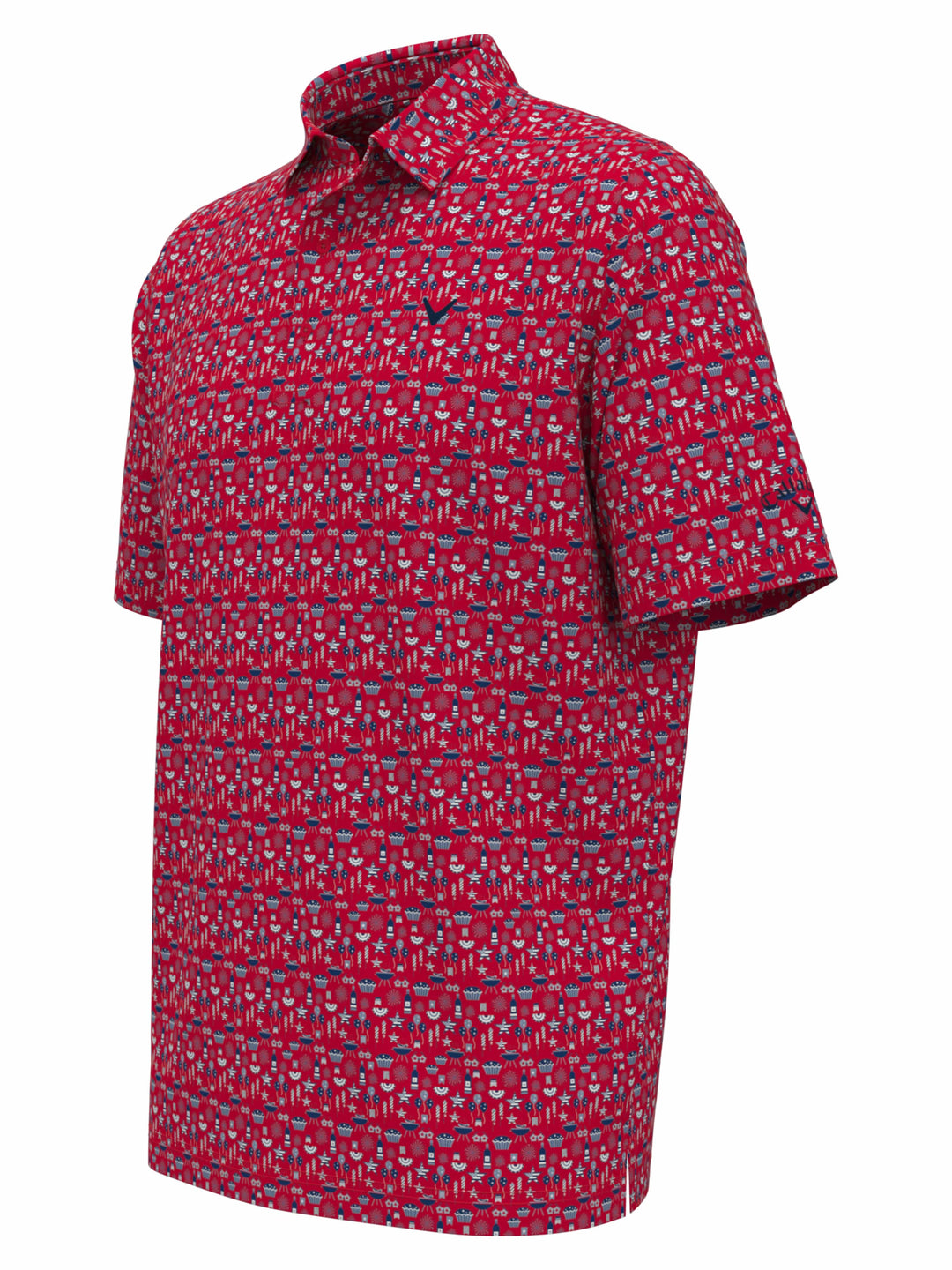 Mens Americana Print Polo (Lychee) 