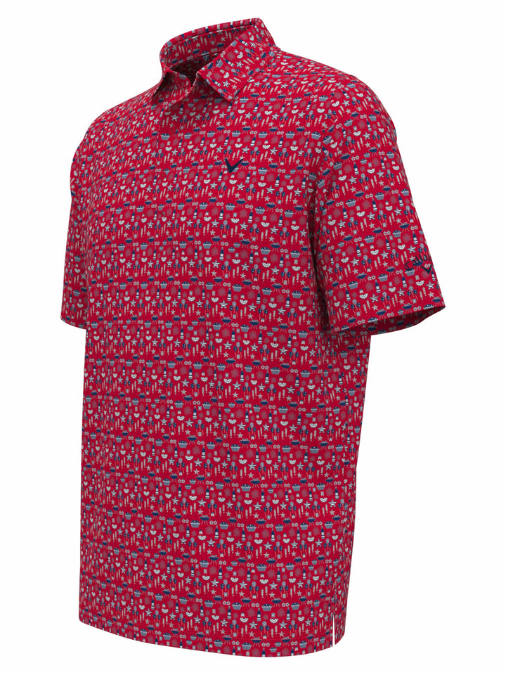 Mens Americana Print Polo (Lychee) 