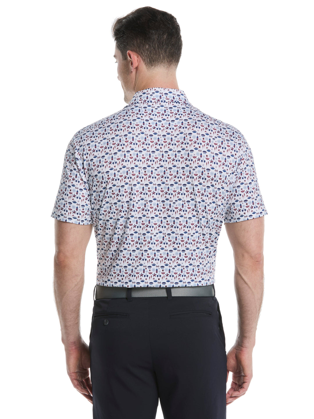 Mens Americana Print Polo (Bright White) 