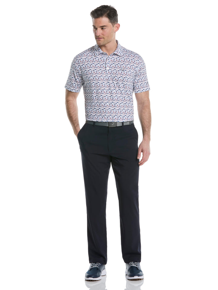 Mens Americana Print Polo (Bright White) 