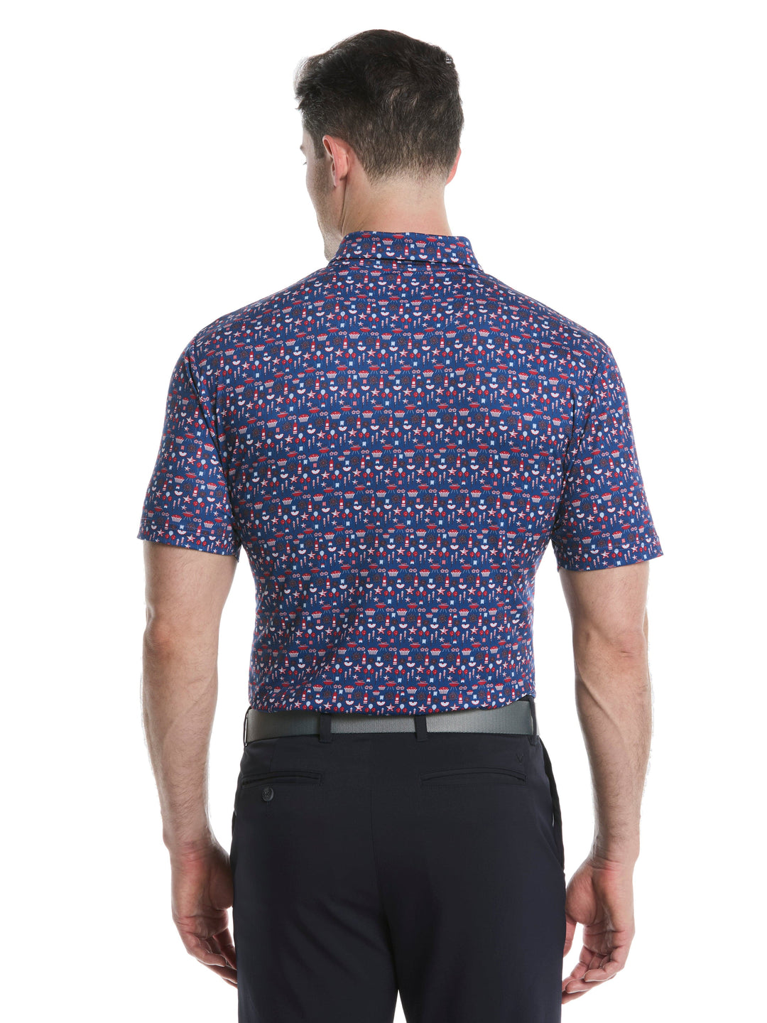 Mens Americana Print Polo (Galaxy Blue) 