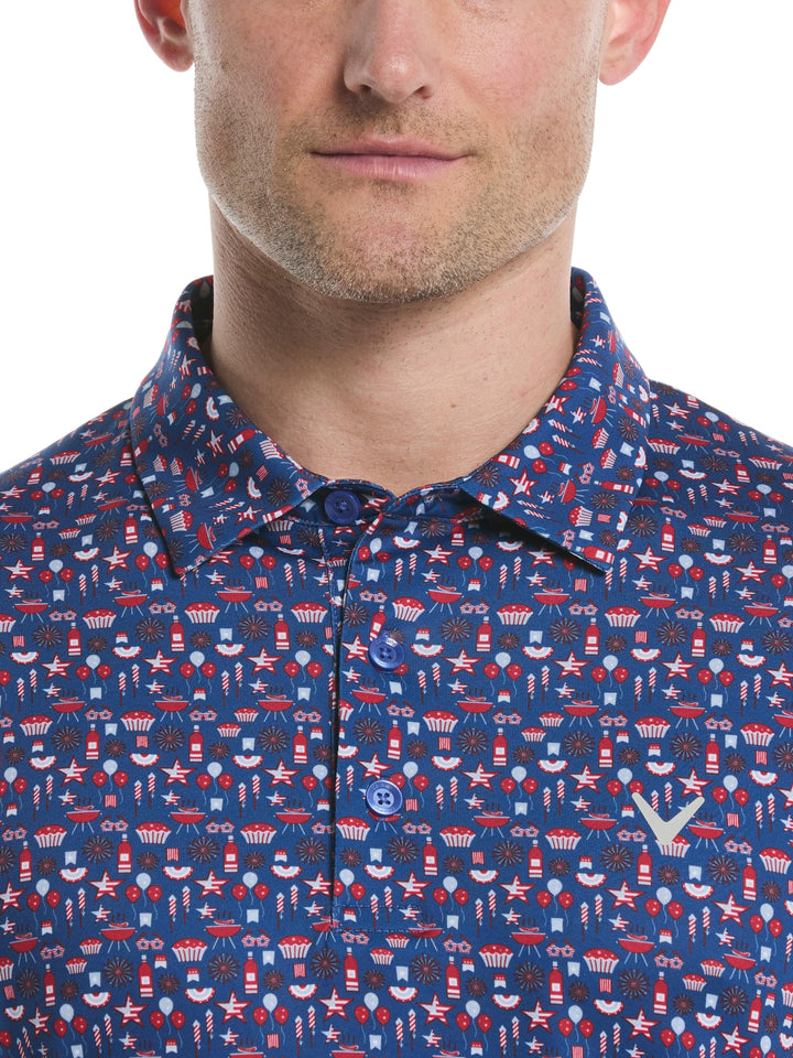 Mens Americana Print Polo (Galaxy Blue) 