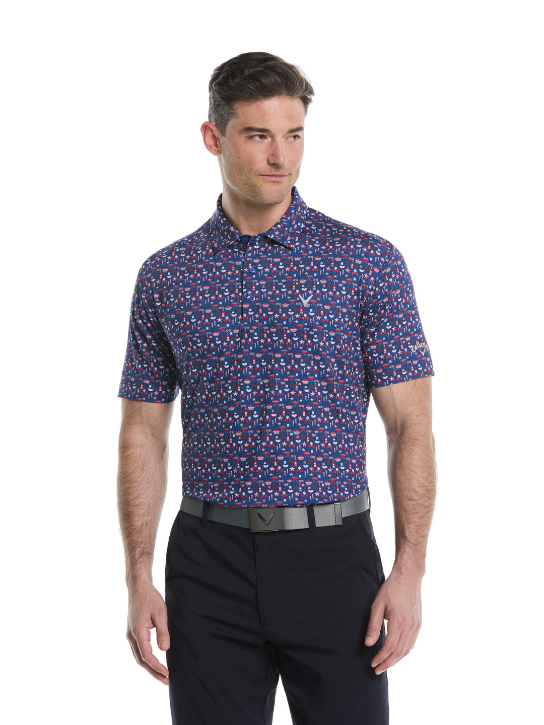 Mens Americana Print Polo (Galaxy Blue) 