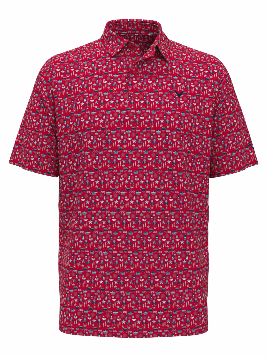Mens Americana Print Polo (Lychee) 