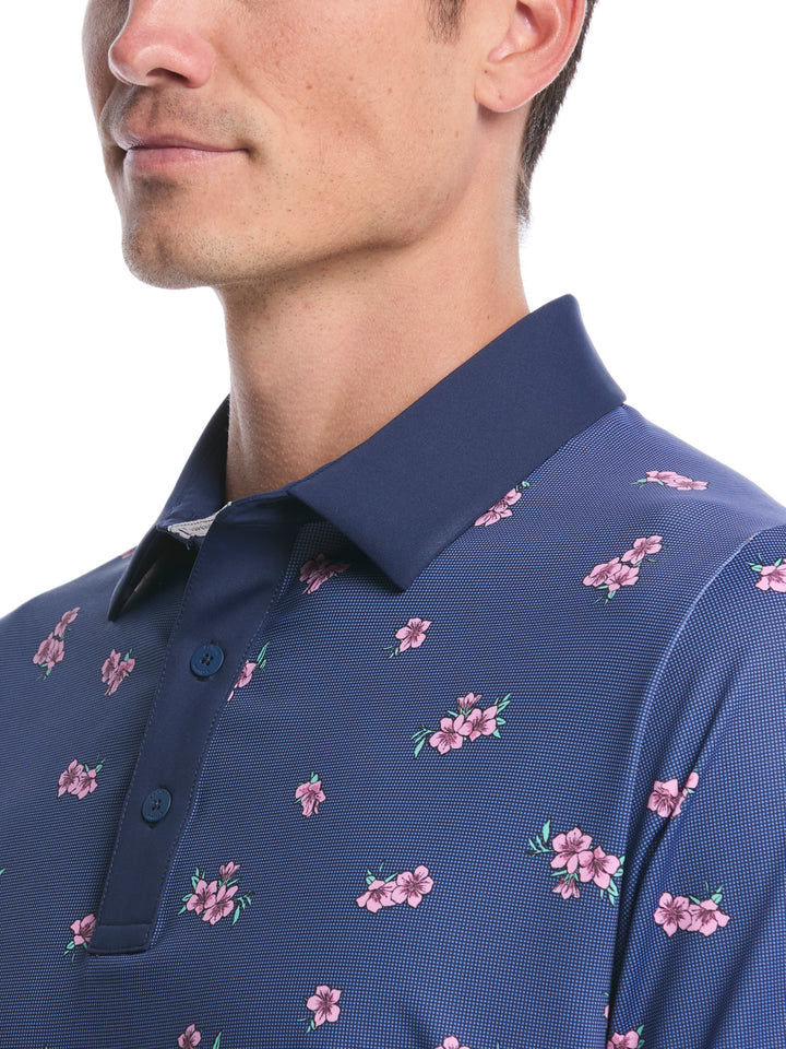 Azalea Gingham Print Golf Polo (Peacoat) 