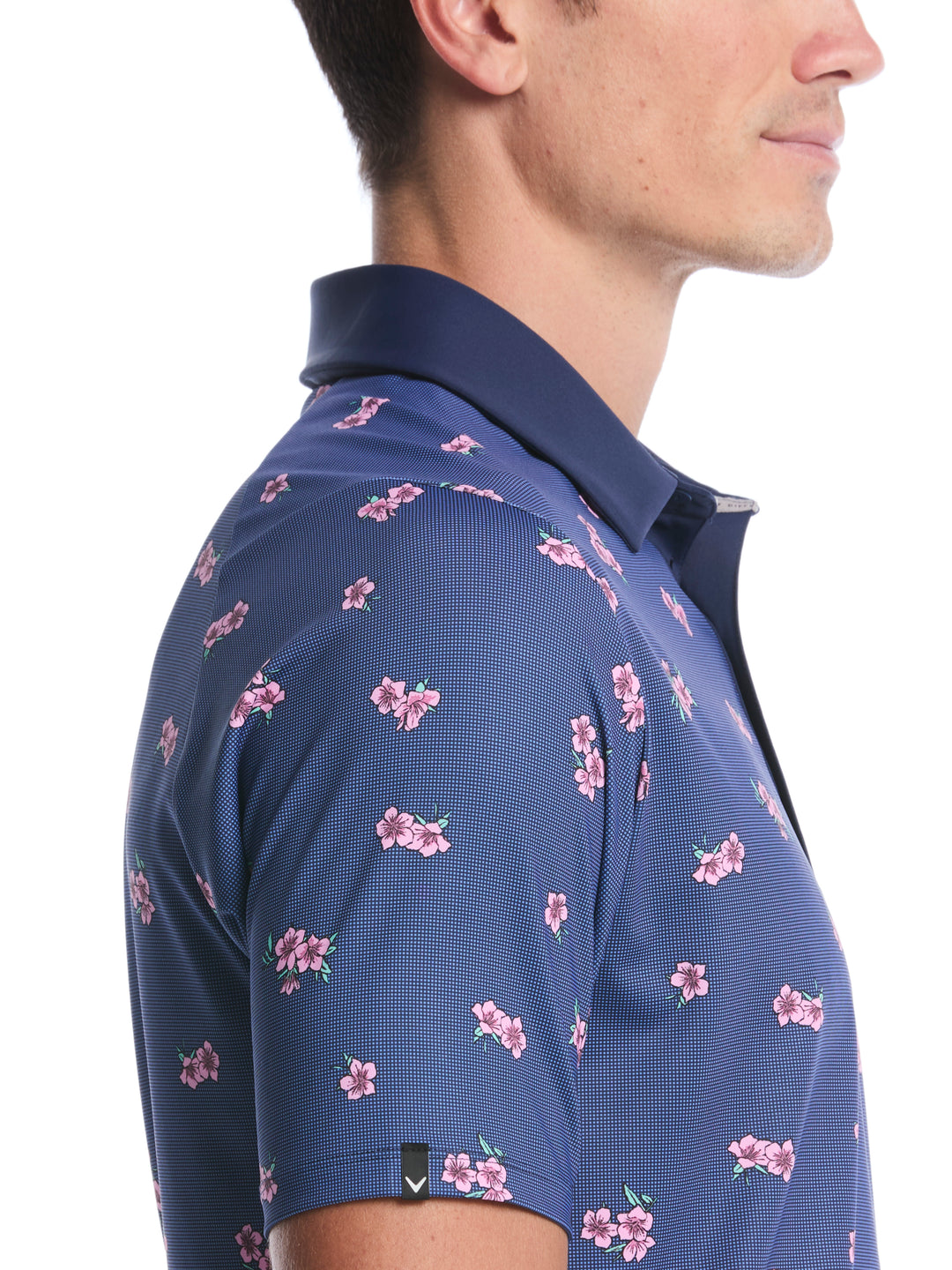 Azalea Gingham Print Golf Polo (Peacoat) 