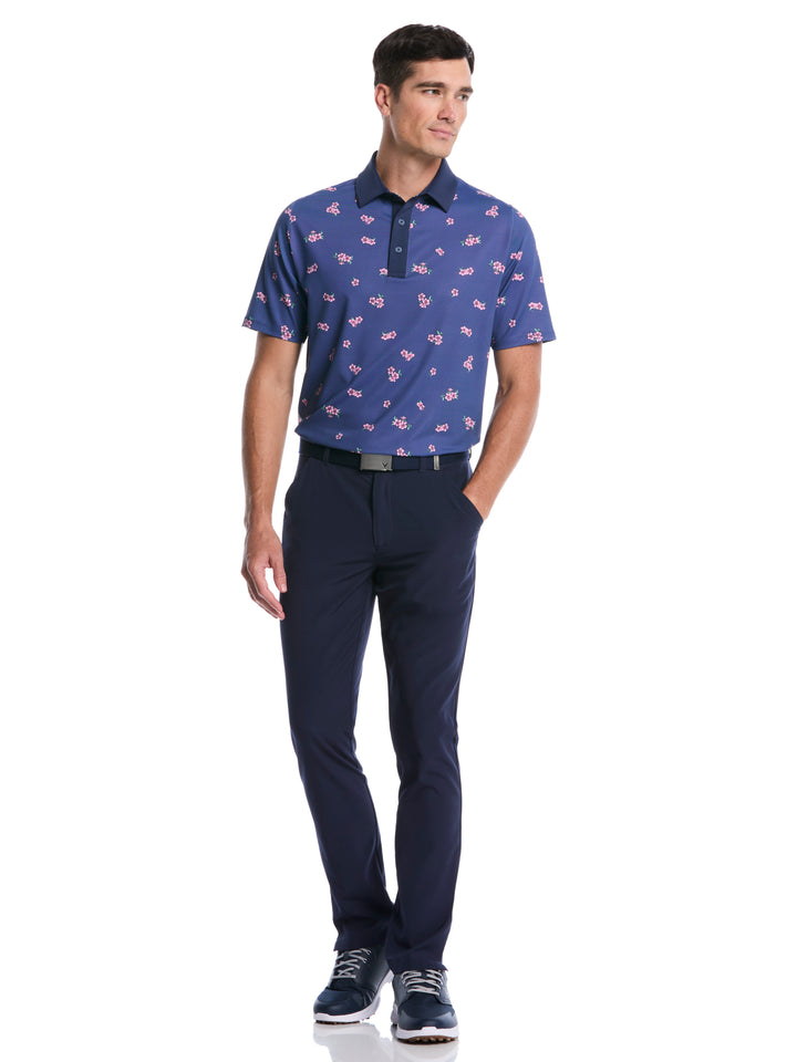 Azalea Gingham Print Golf Polo (Peacoat) 