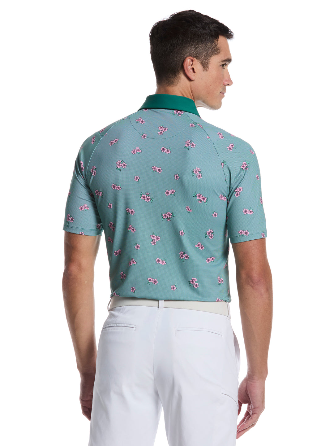 Azalea Gingham Print Golf Polo (Galapagos Green) 
