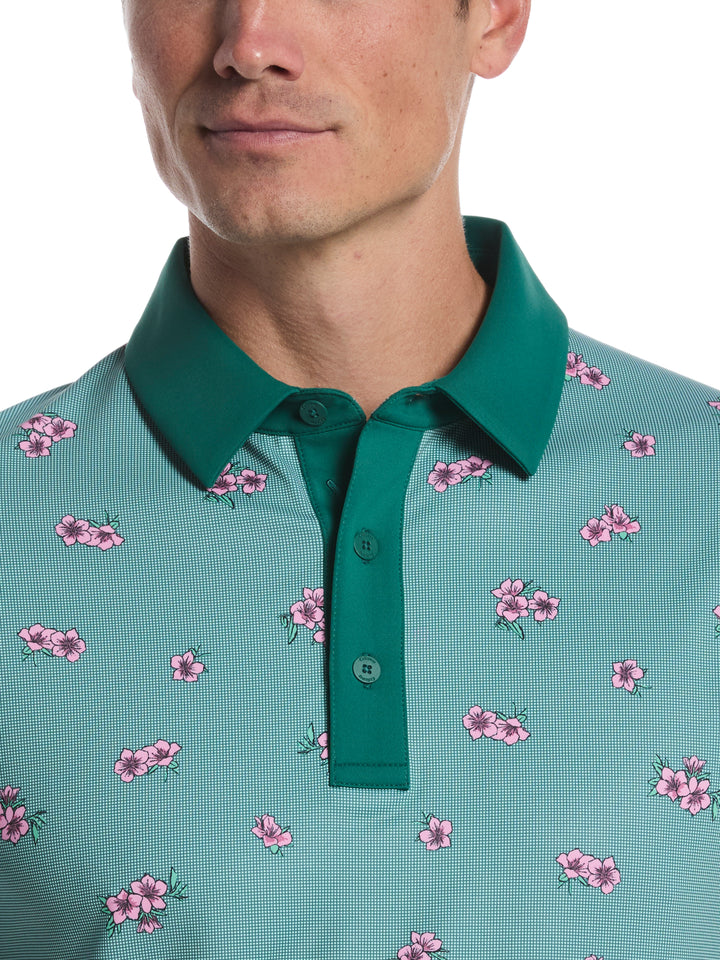 Azalea Gingham Print Golf Polo (Galapagos Green) 