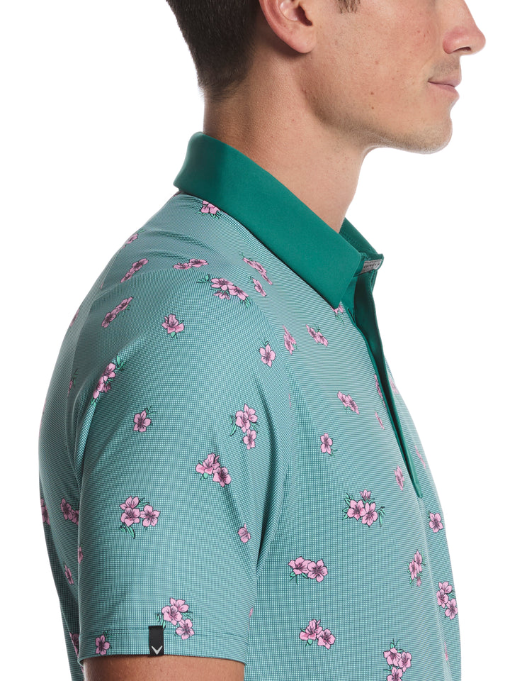 Azalea Gingham Print Golf Polo (Galapagos Green) 