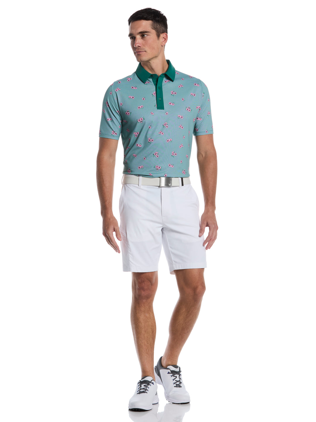 Azalea Gingham Print Golf Polo (Galapagos Green) 
