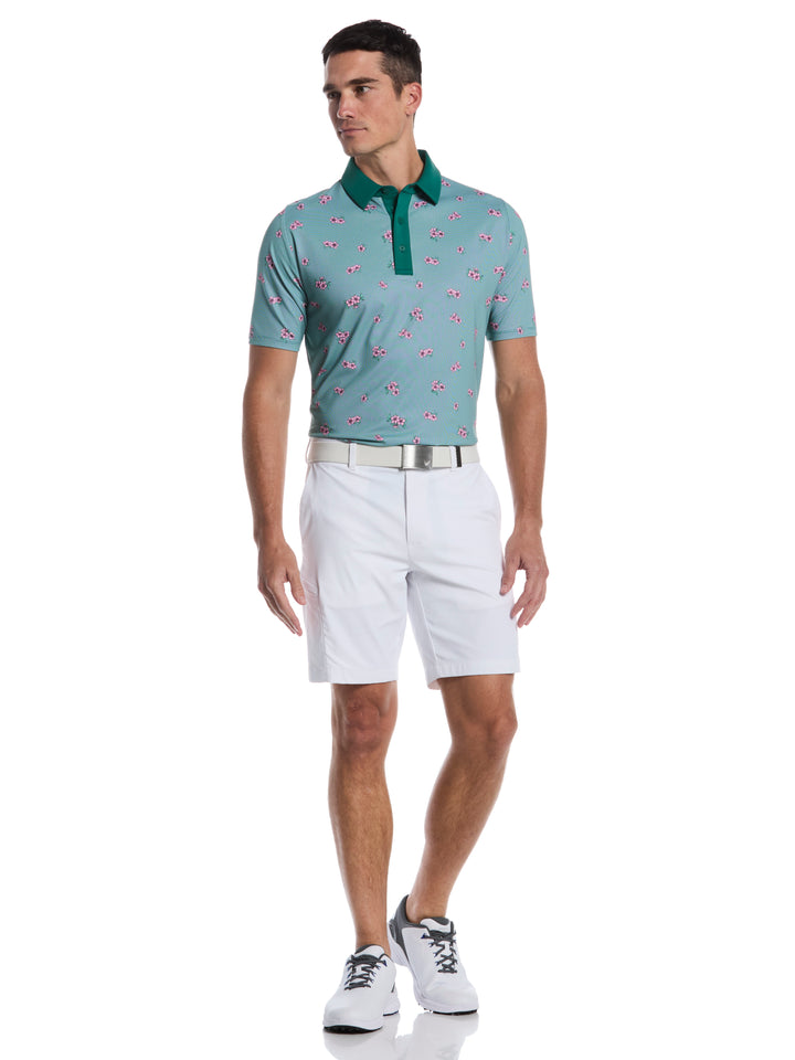 Azalea Gingham Print Golf Polo (Galapagos Green) 