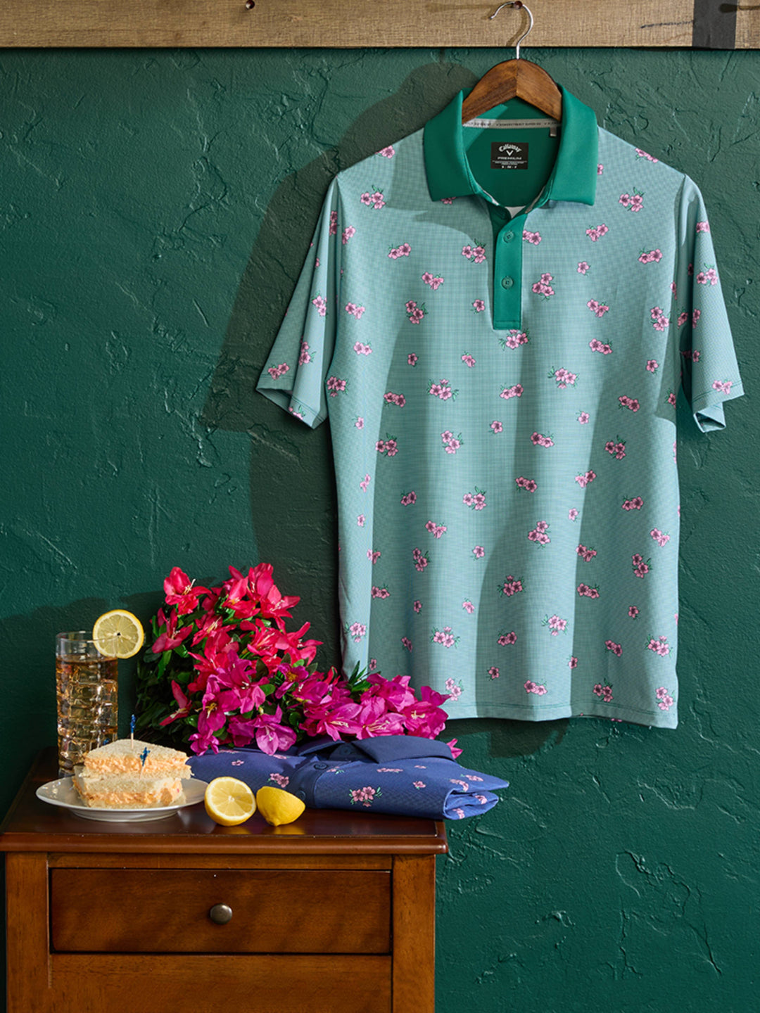 Mens Azalea Gingham Print Golf Polo-Polos-Callaway