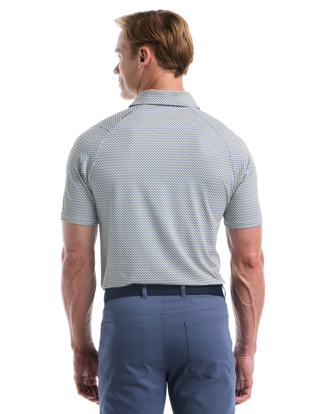 Men's Blocked Chevron Print Golf Polo (Fields Of Rye) 