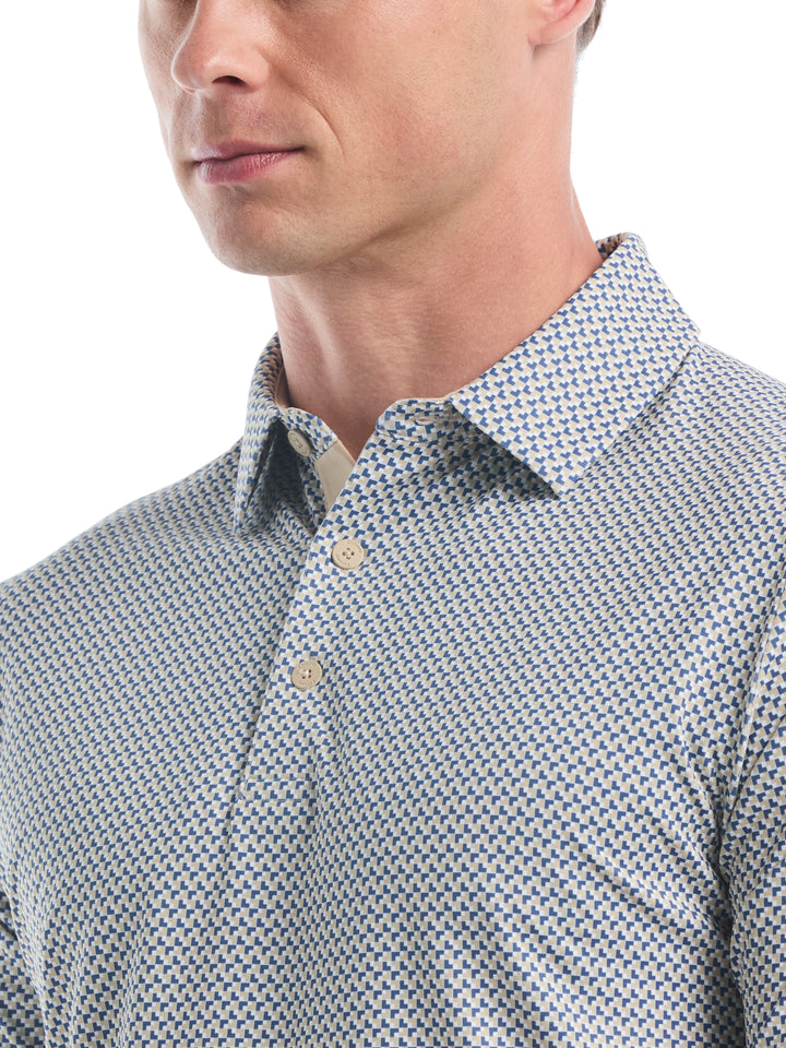 Men's Blocked Chevron Print Golf Polo (Fields Of Rye) 