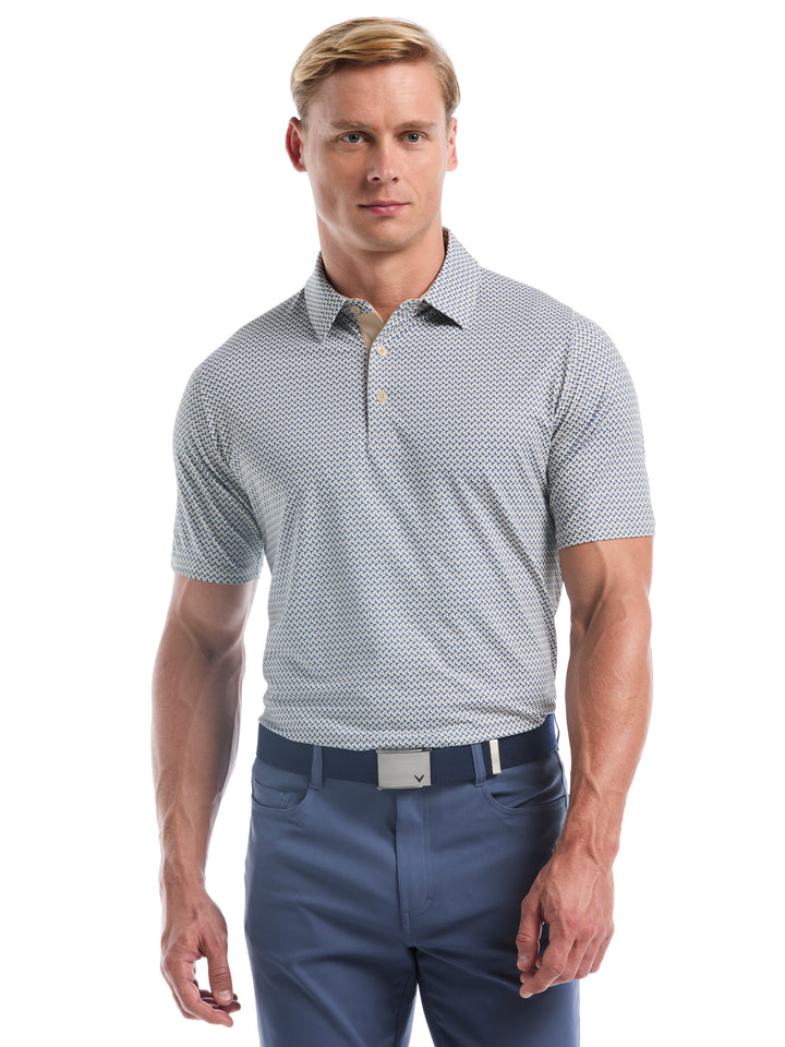 Men's Blocked Chevron Print Golf Polo (Fields Of Rye) 
