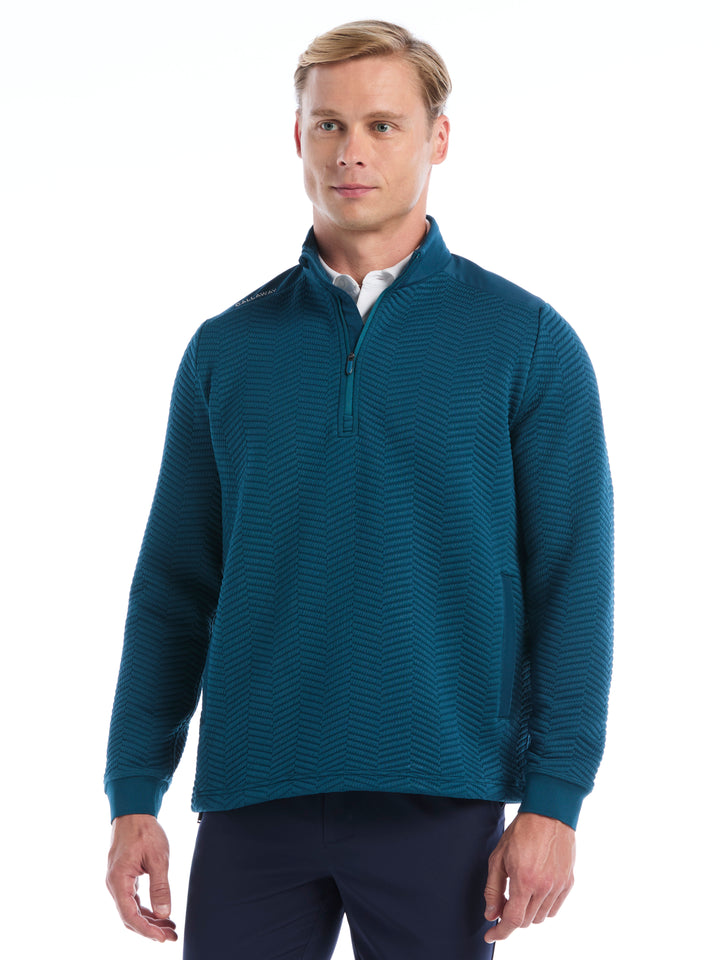 Mens Chev Jacquard Midweight Quarter Zip-Jackets-Blue Coral-S-Callaway
