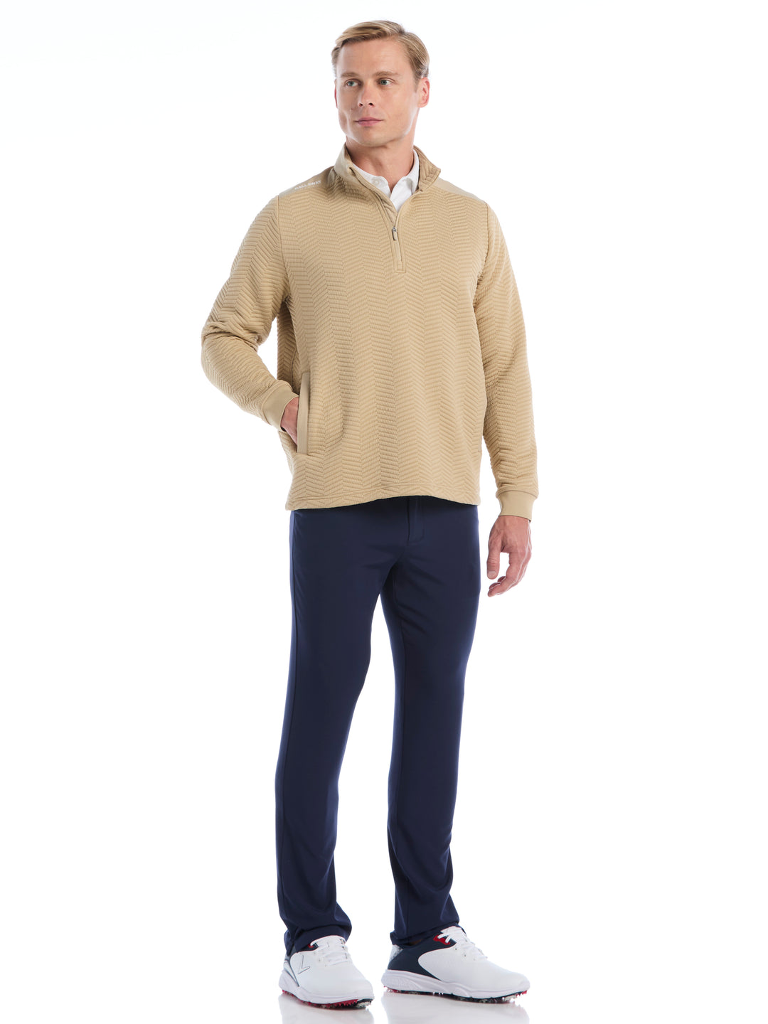 Mens Chev Jacquard Midweight Quarter Zip-Jackets-Callaway