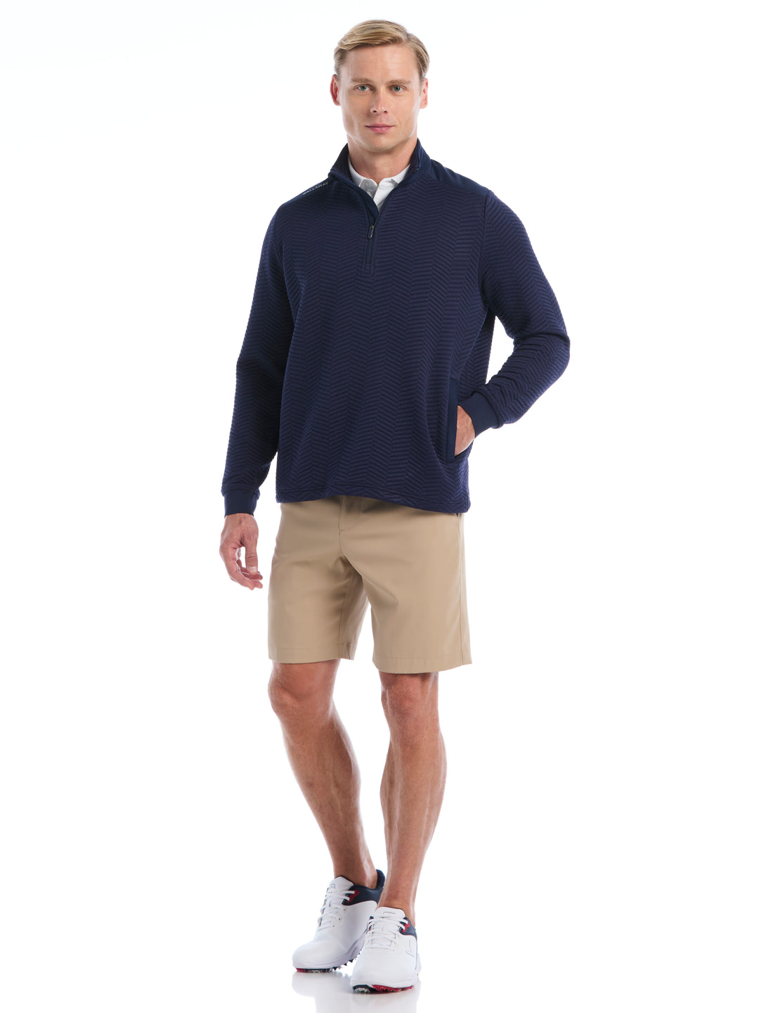 Mens Chev Jacquard Midweight Quarter Zip-Jackets-Callaway