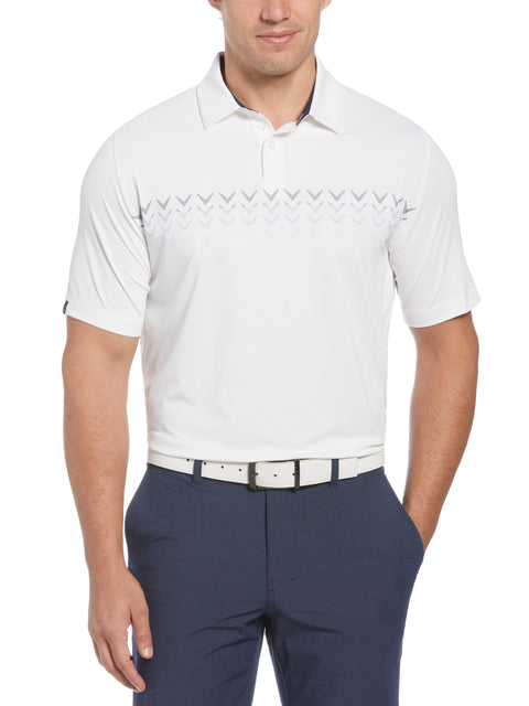 Chevron Block Print Golf Polo (Bright White) 