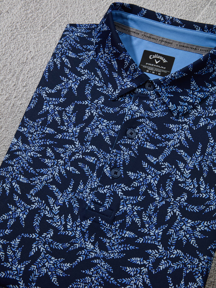 Mens Chevron Botanical Print Golf Polo-Polos-Callaway