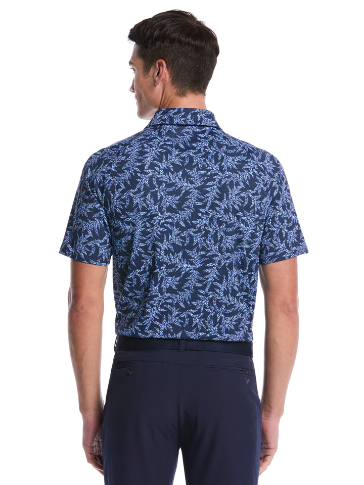 Chevron Botanical Print Golf Polo (Peacoat) 