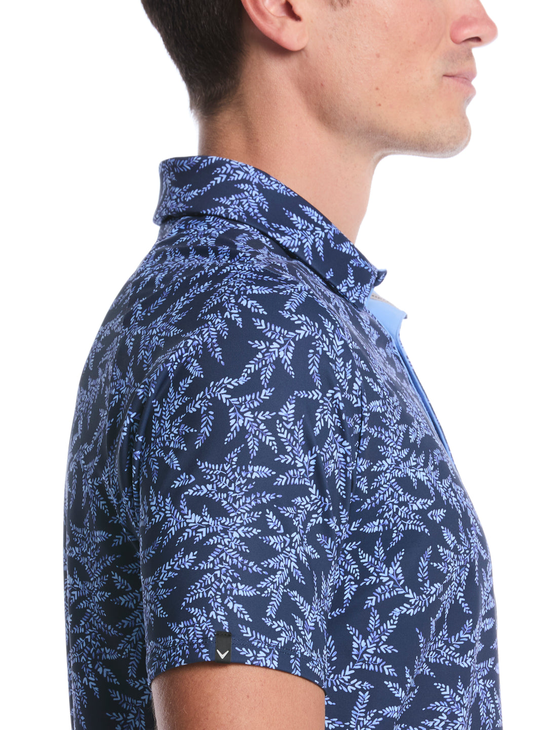 Chevron Botanical Print Golf Polo (Peacoat) 