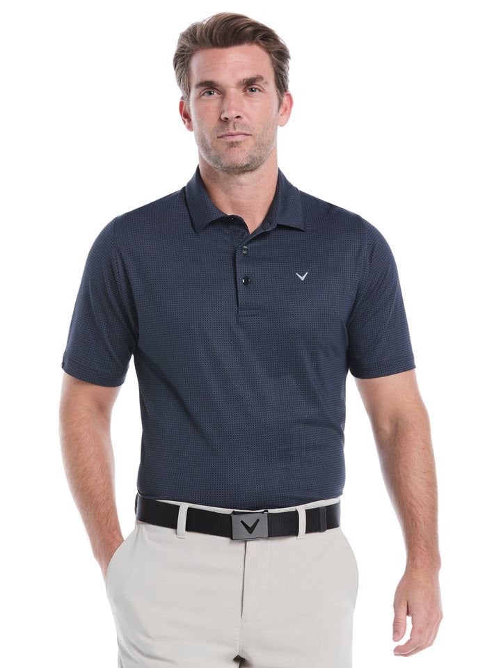 Chevron Foulard Print Golf Polo (Caviar) 