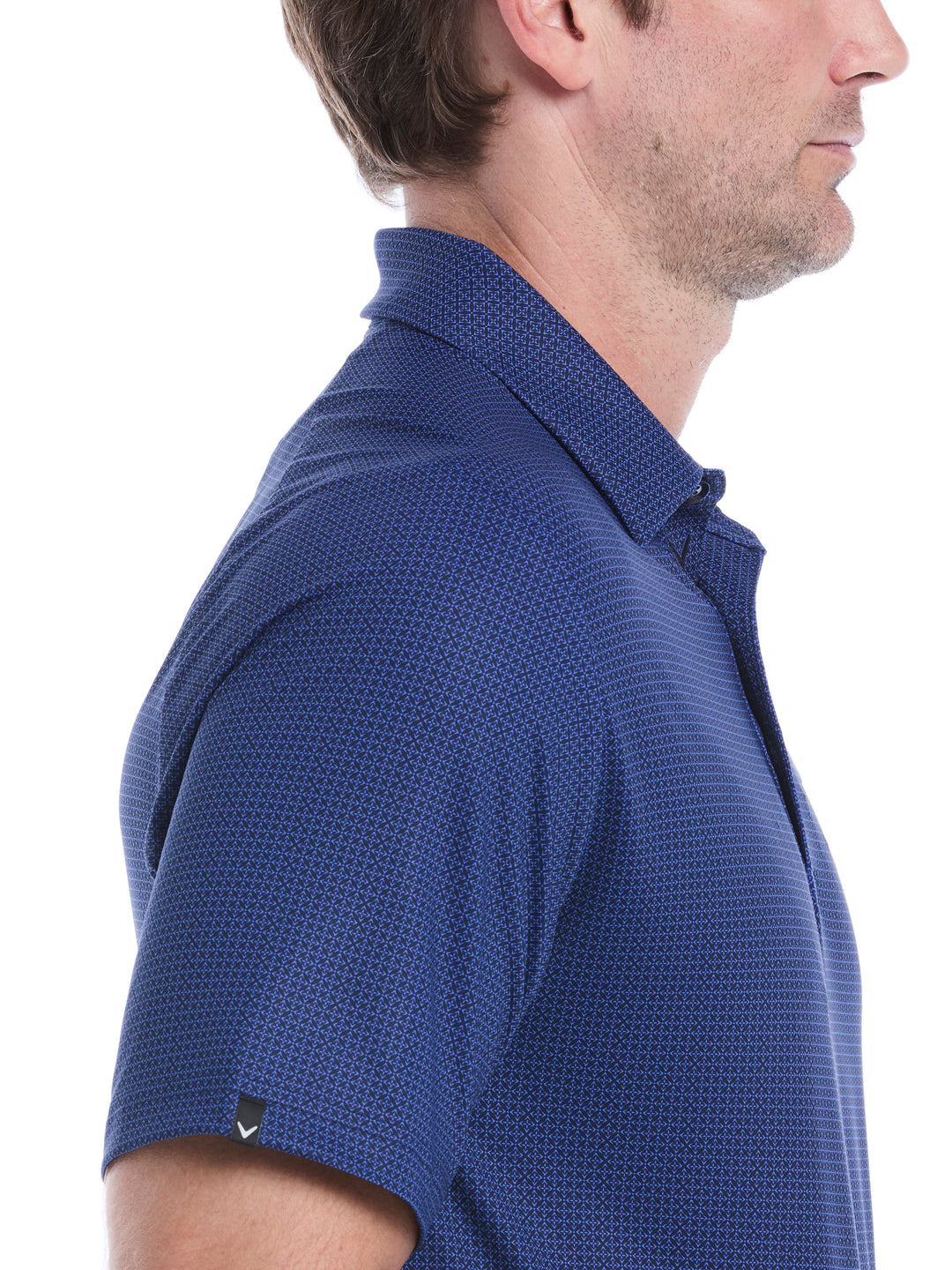 Chevron Foulard Print Golf Polo (Peacoat) 