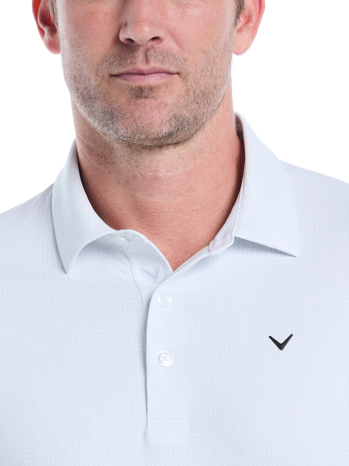 Chevron Foulard Print Golf Polo (Bright White) 