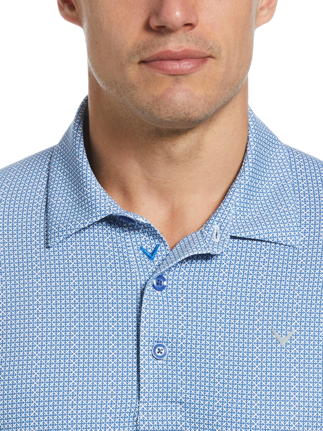Chevron Foulard Print Golf Polo (Galaxy Blue) 