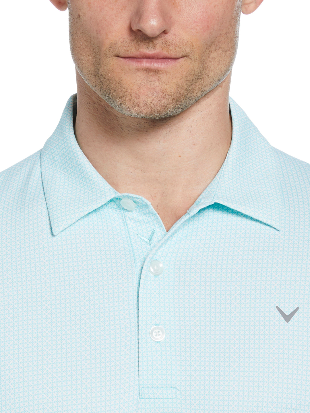 Chevron Foulard Print Golf Polo (Blue Radiance) 