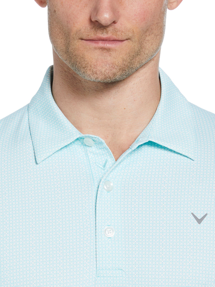 Chevron Foulard Print Golf Polo (Blue Radiance) 