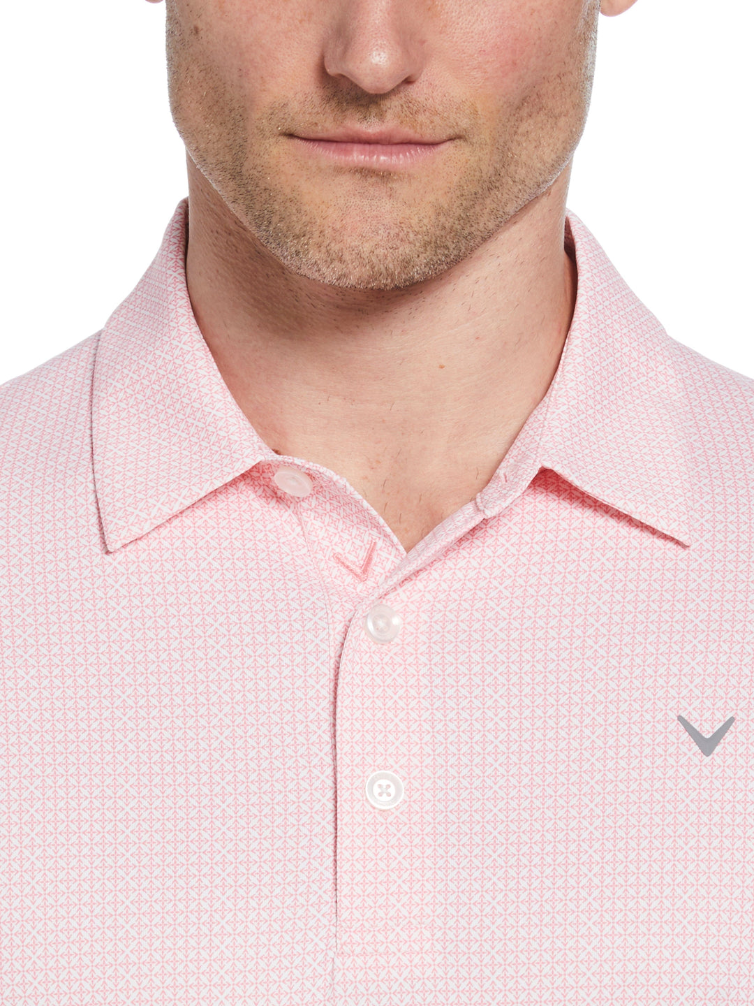 Chevron Foulard Print Golf Polo (Strawberry Pink) 