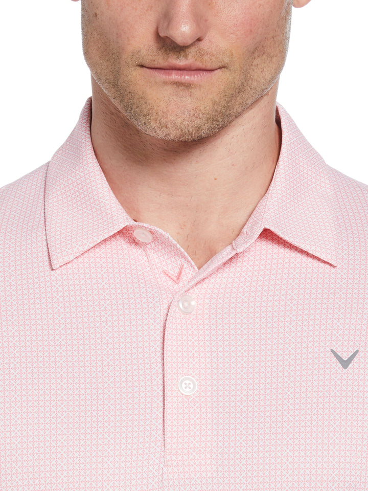 Chevron Foulard Print Golf Polo (Strawberry Pink) 