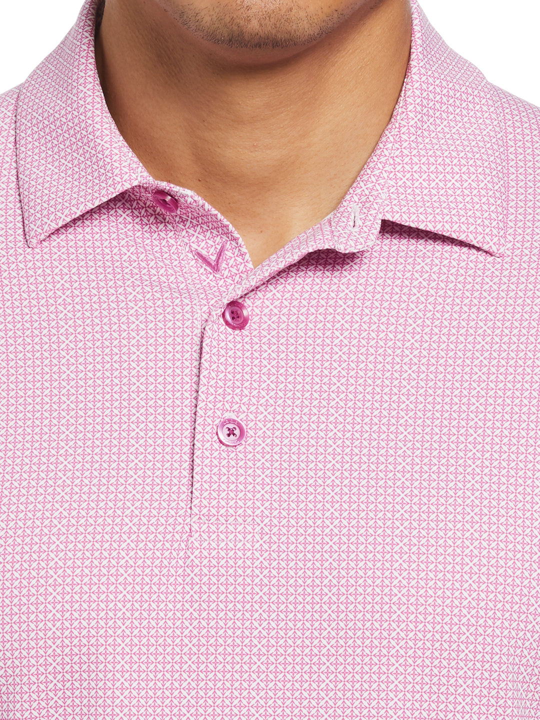 Chevron Foulard Print Golf Polo (Purple Orchid) 