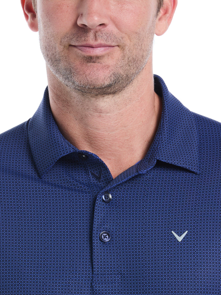 Chevron Foulard Print Golf Polo (Peacoat) 