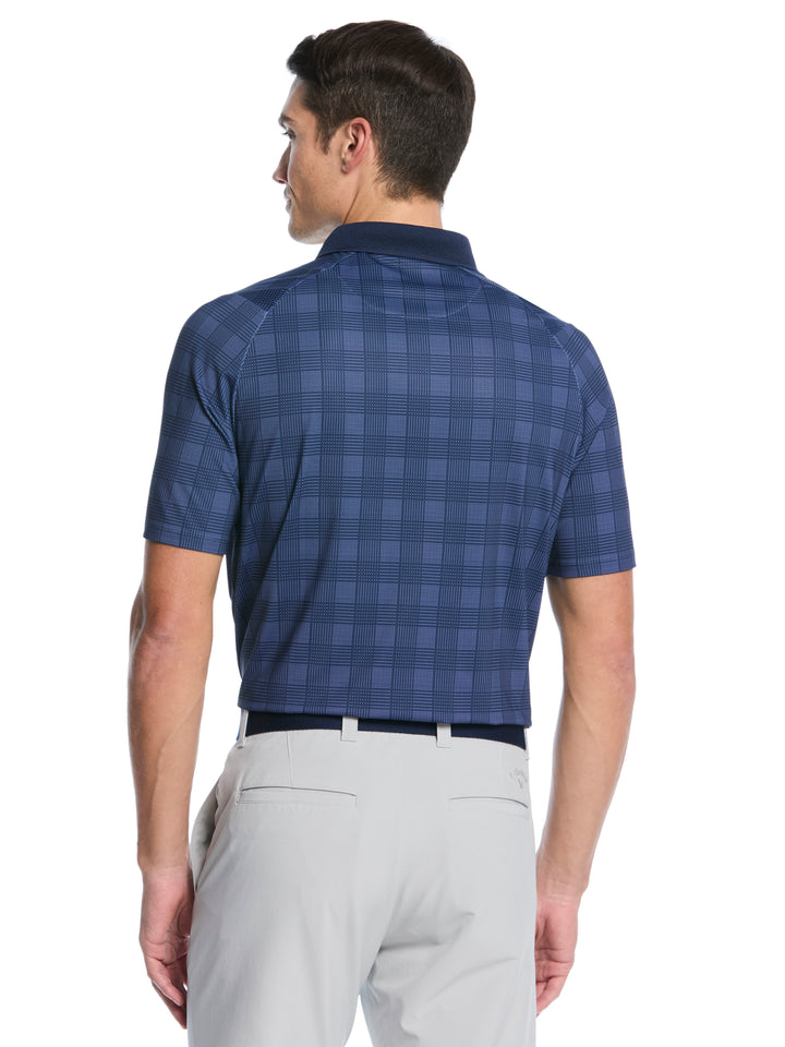 Chevron Plaid Print Golf Polo (Peacoat) 