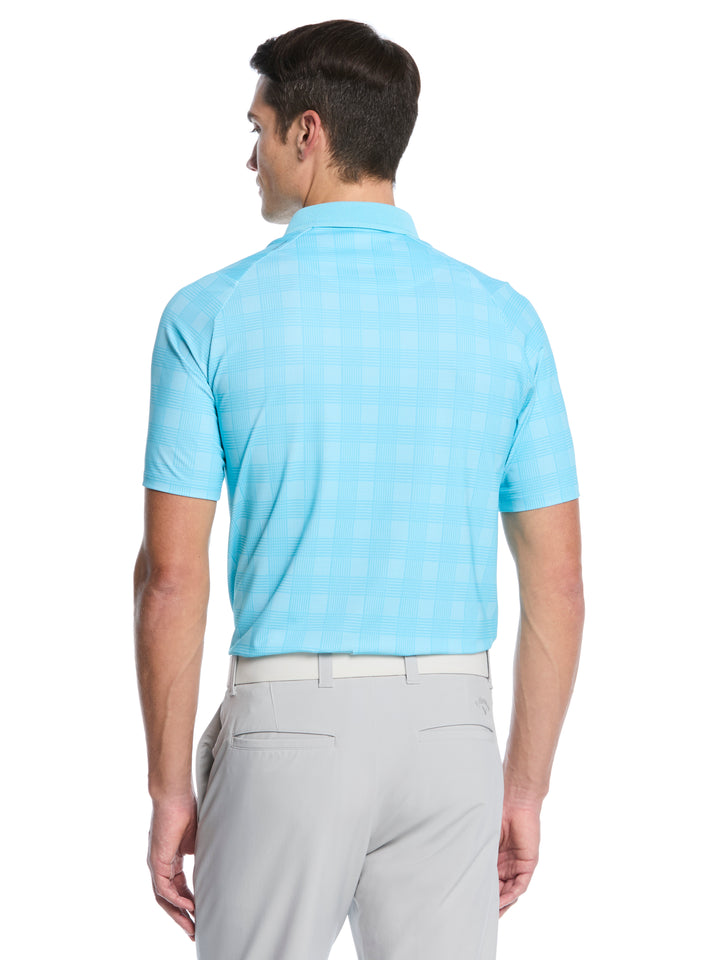 Chevron Plaid Print Golf Polo (Blue Curacao) 