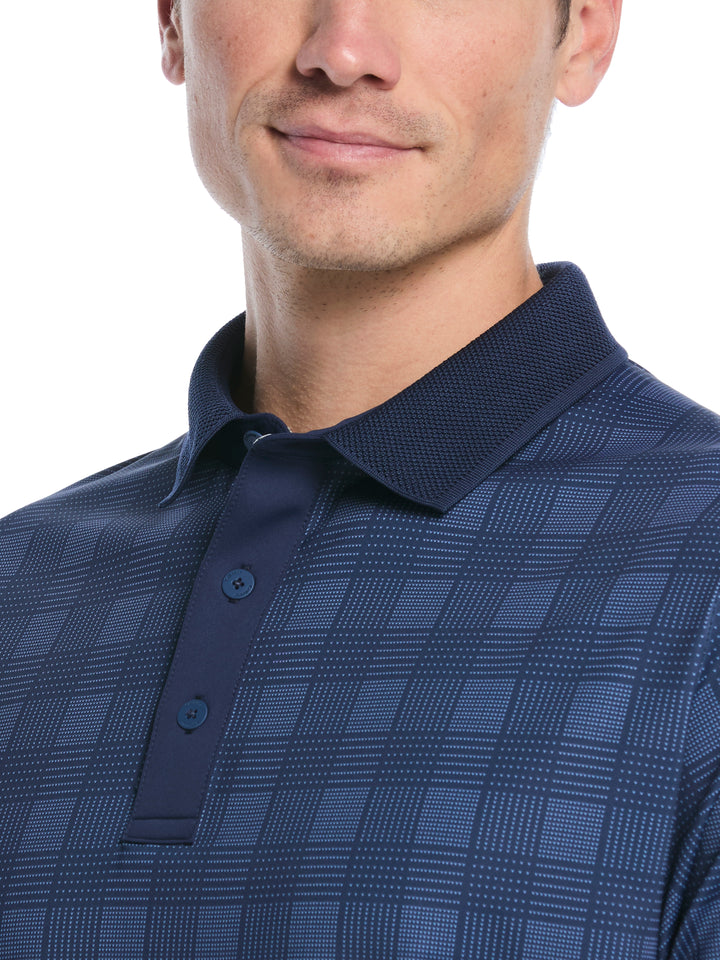 Chevron Plaid Print Golf Polo (Peacoat) 