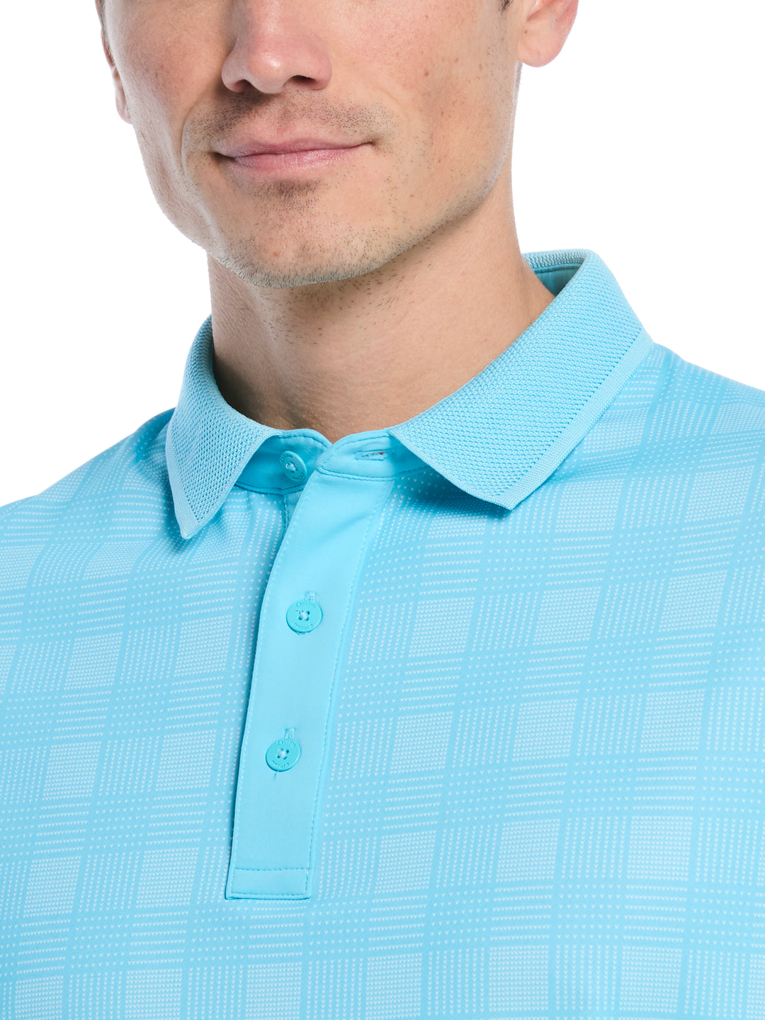 Chevron Plaid Print Golf Polo (Blue Curacao) 