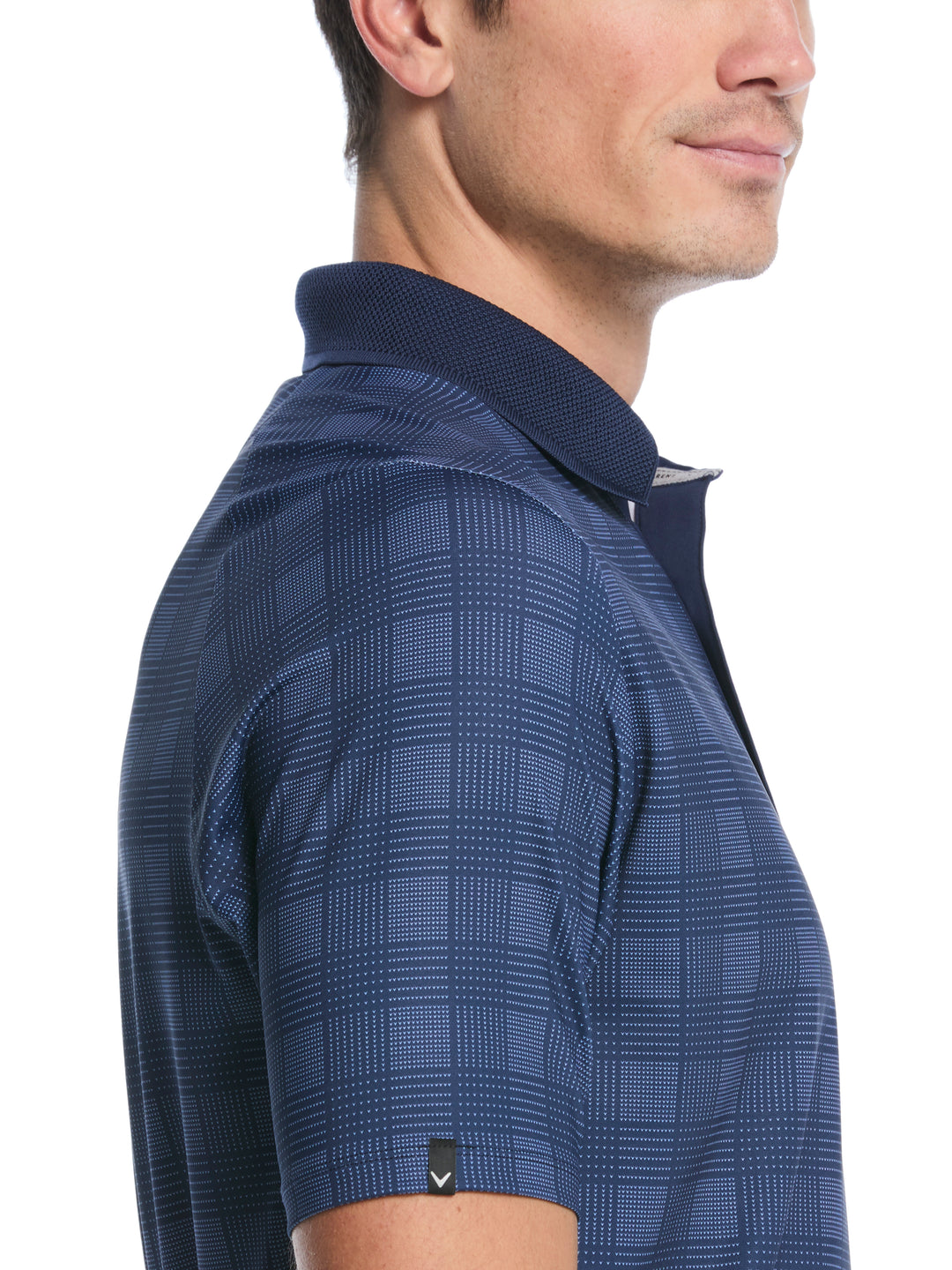 Chevron Plaid Print Golf Polo (Peacoat) 