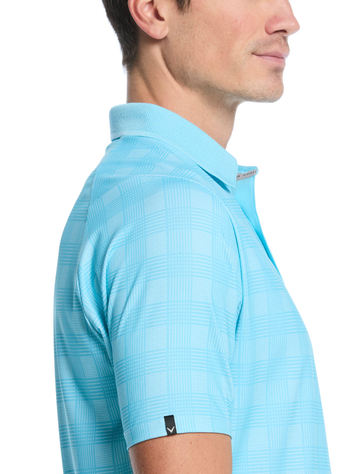 Chevron Plaid Print Golf Polo (Blue Curacao) 