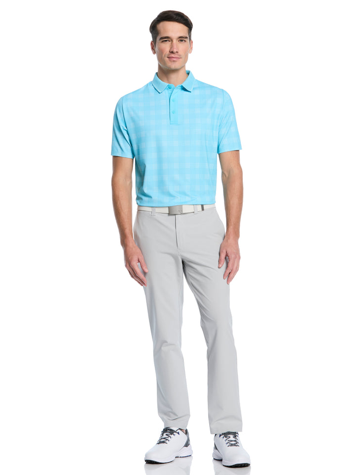 Chevron Plaid Print Golf Polo (Blue Curacao) 