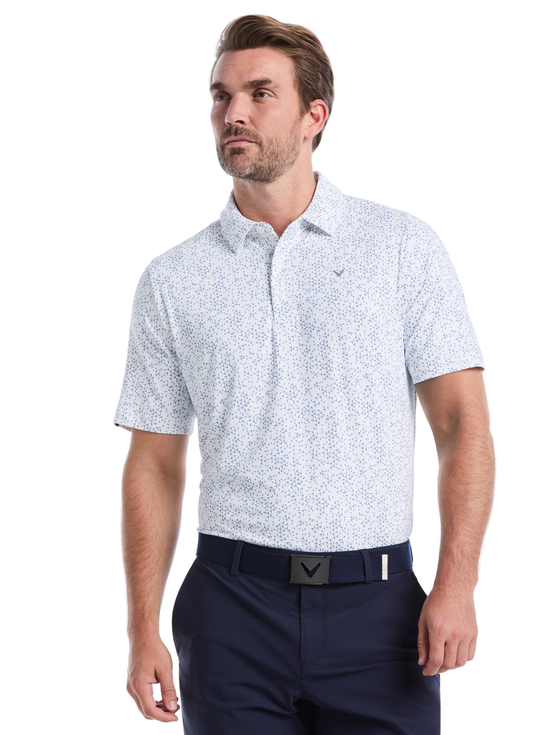 Chevron Print Golf Polo (Bright White) 