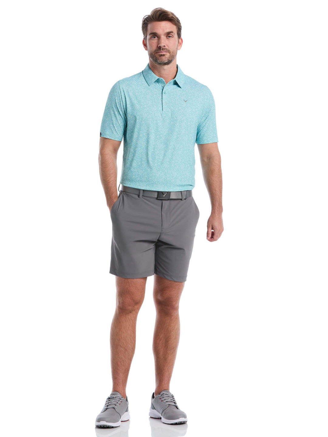 Chevron Print Golf Polo (Aquifer) 
