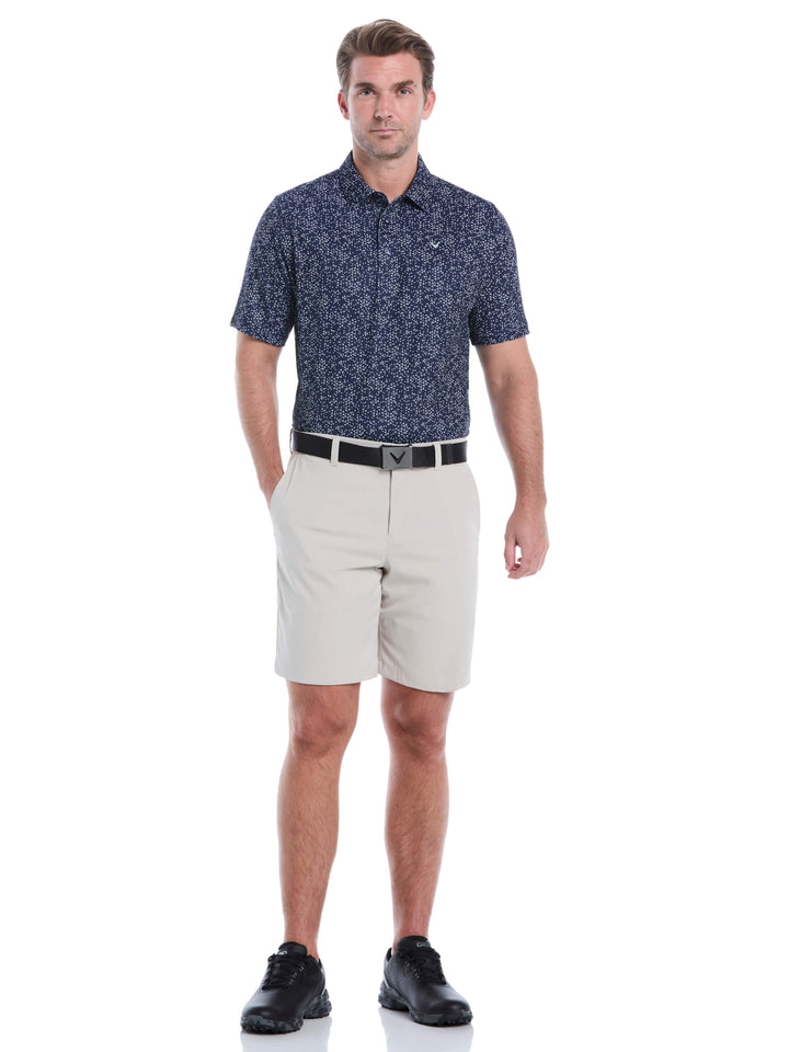 Chevron Print Golf Polo (Bright White/Peacoat) 