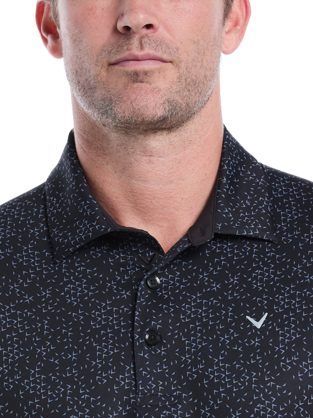 Chevron Print Golf Polo (Caviar) 